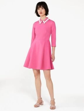 Kate Spade Pink Fit-and-Flare Dress with Decorative Collar